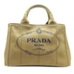 Prada CANAPA Tote Strap Handbag Canvas TABCCO Brown